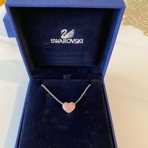SWAROVSKI Heart Shape Pink Crystal Necklaces 16" inches